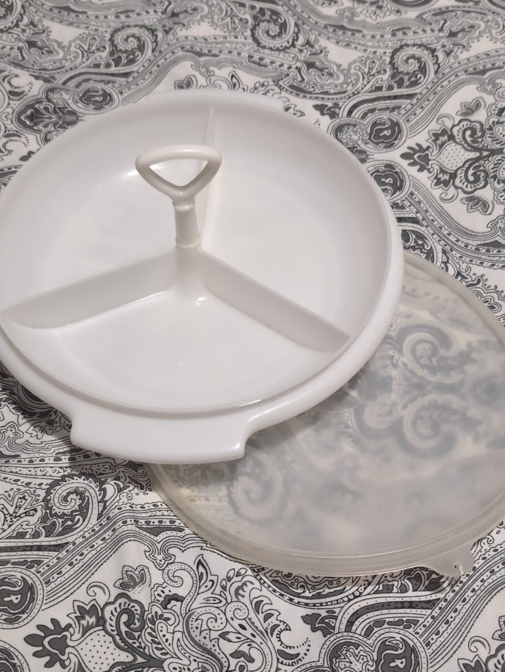 Vintage Tupperware 3 Compartment Serving Dish with Handle *BING